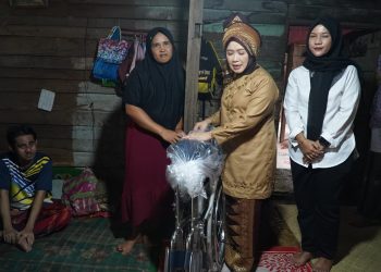 Hj. Hesti Haris Serahkan Kursi Roda dan Dampingi Terapi Pengobatan Warga Tunas Mudo Muaro Jambi